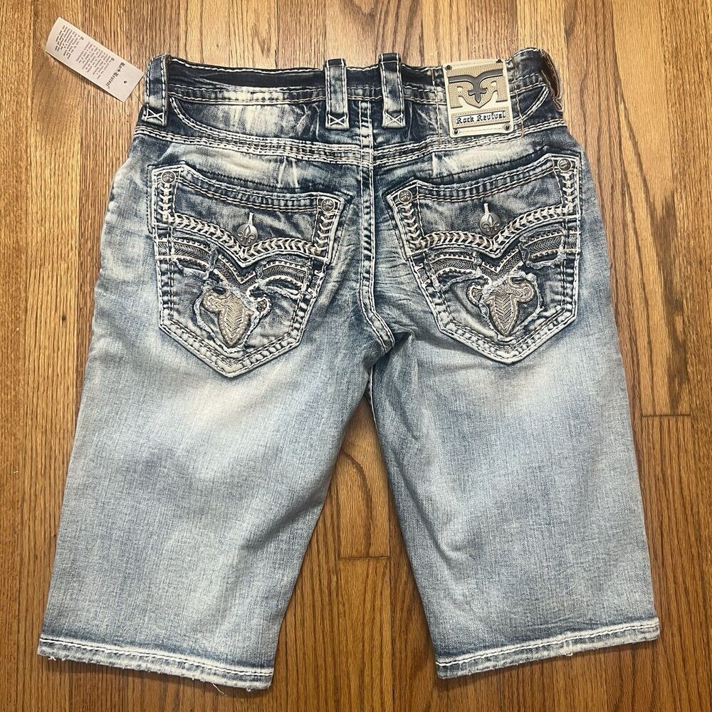 Rock Revival Distressed Denim Jean Shorts Cassius Men's Size 38 New